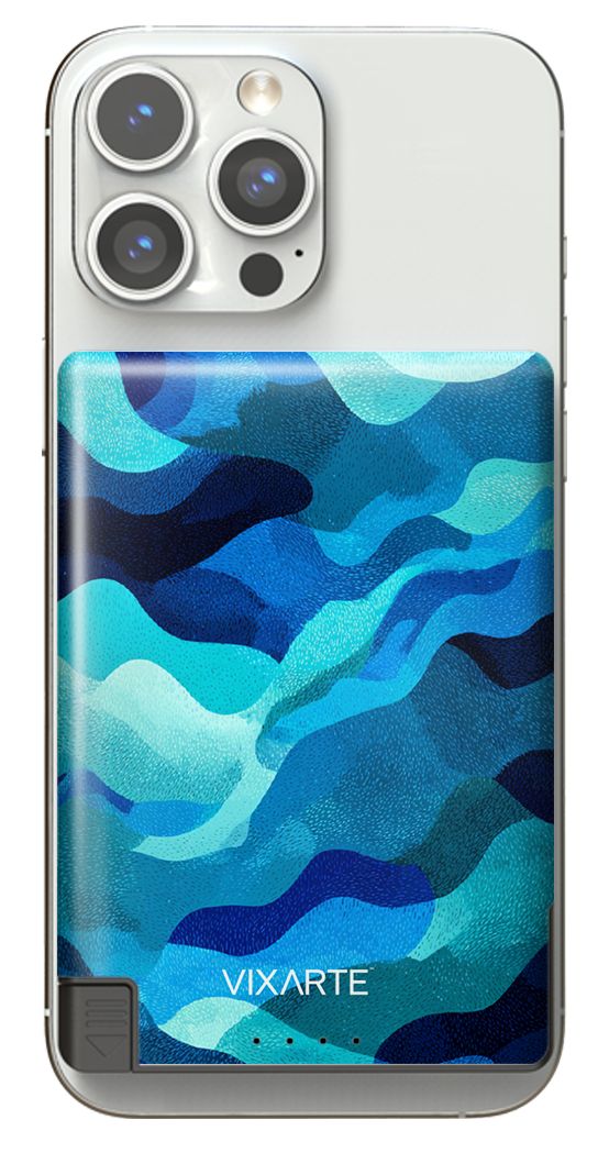 Nano Charge Powerbank - Blue Flowing Wave Texture 1