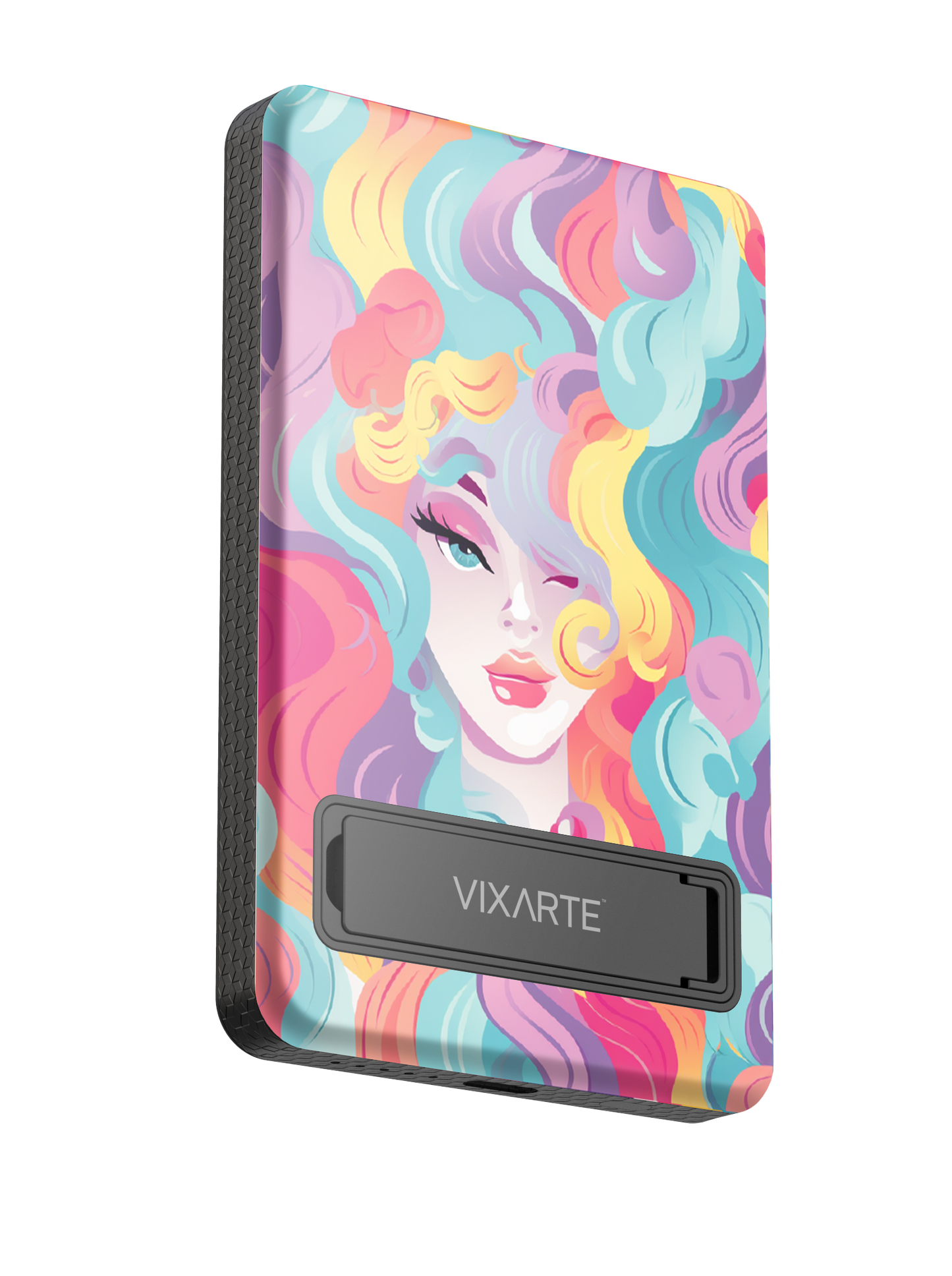 Wireless Charge Powerbank -Rainbow Curly Girl 1