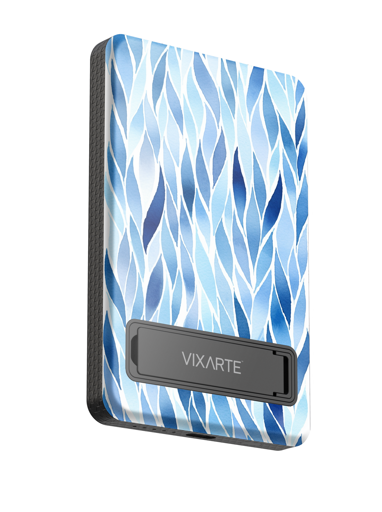 Wireless Charge Powerbank - Blue Watercolor Leaves 1