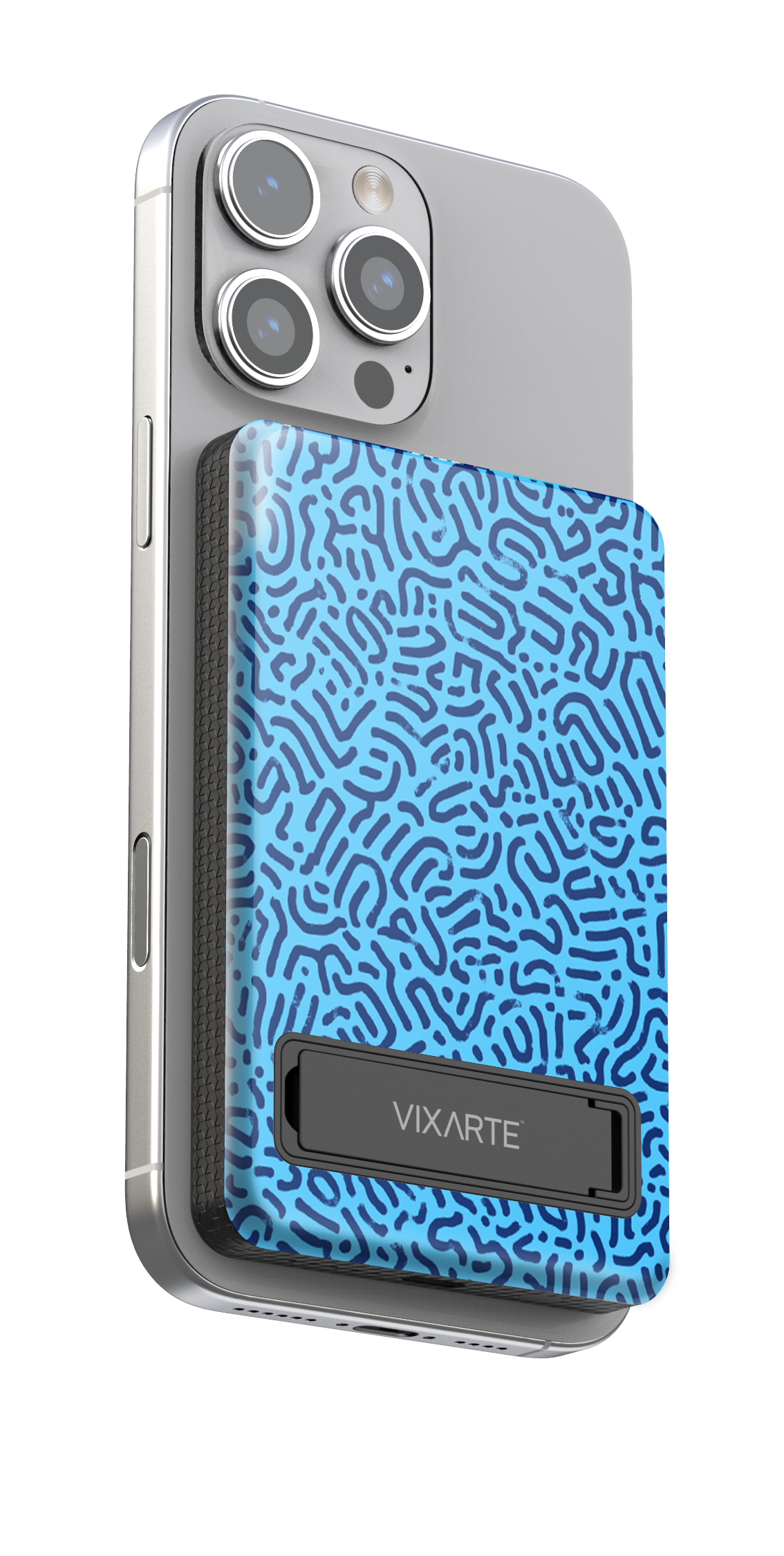 Wireless Charge Powerbank - Blue -Patterned Mystery Paths 1