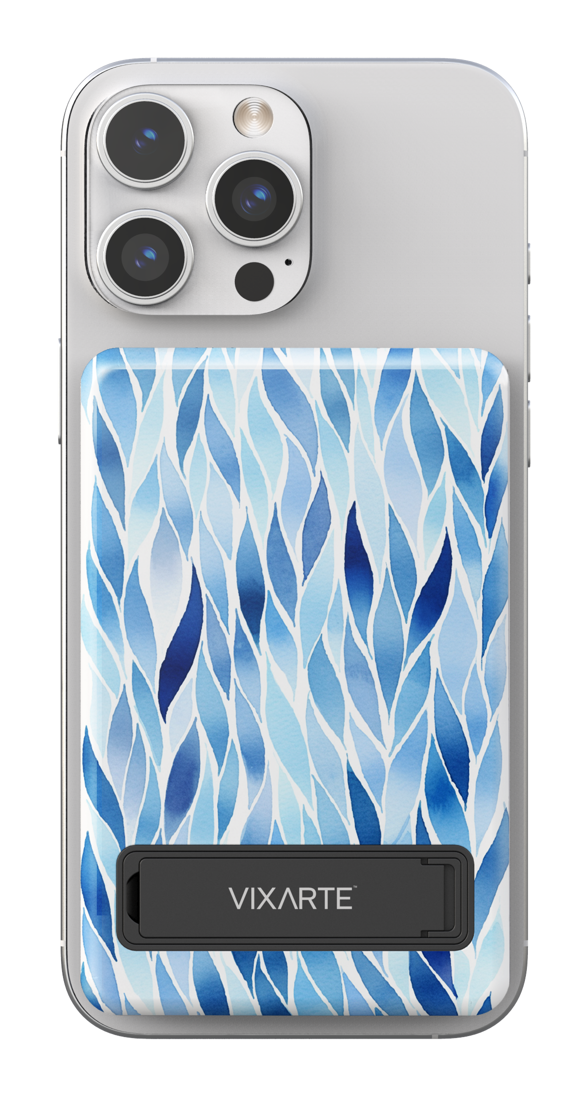 Wireless Charge Powerbank - Blue Watercolor Leaves 1