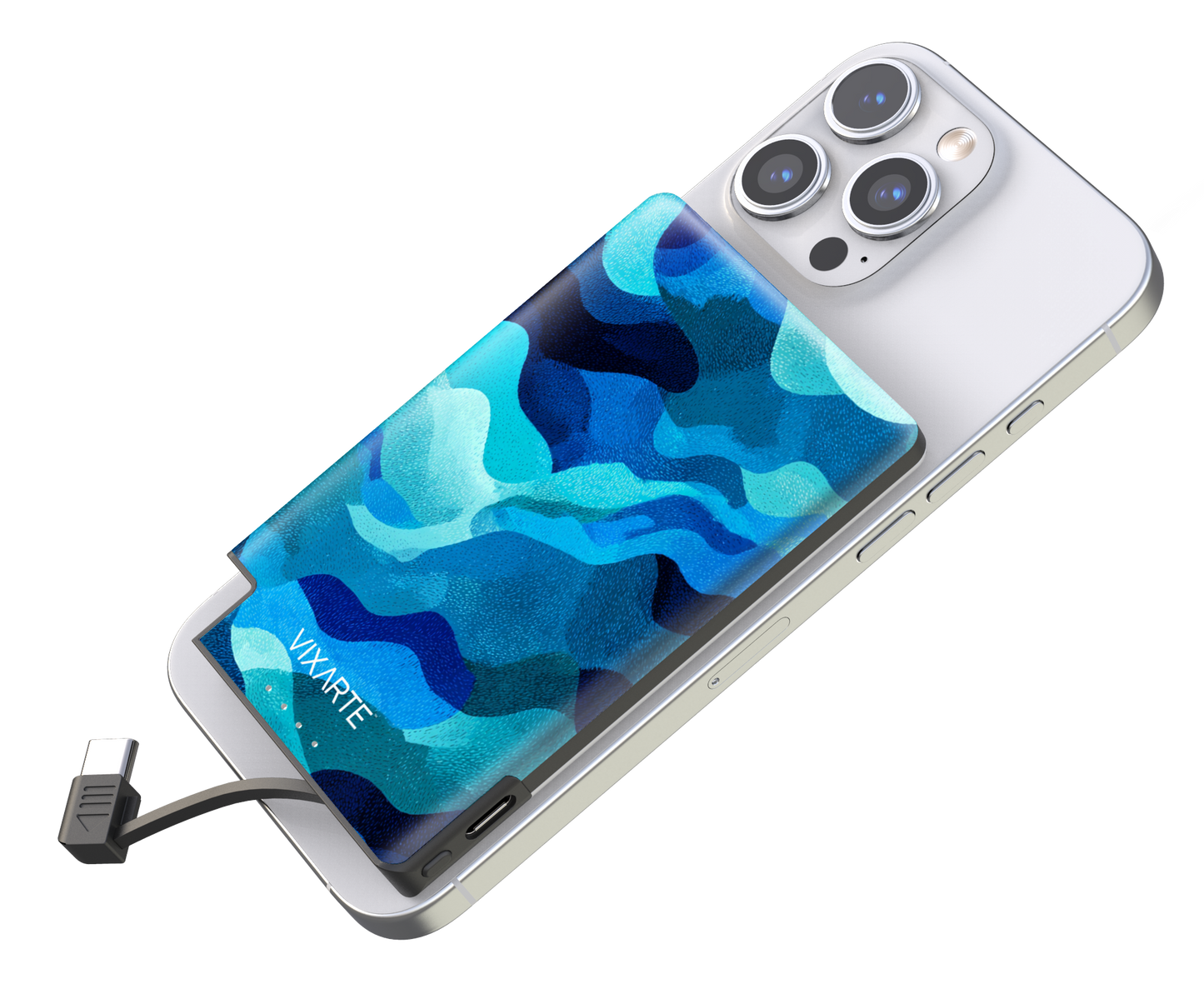 Nano Charge Powerbank - Blue Flowing Wave Texture 1