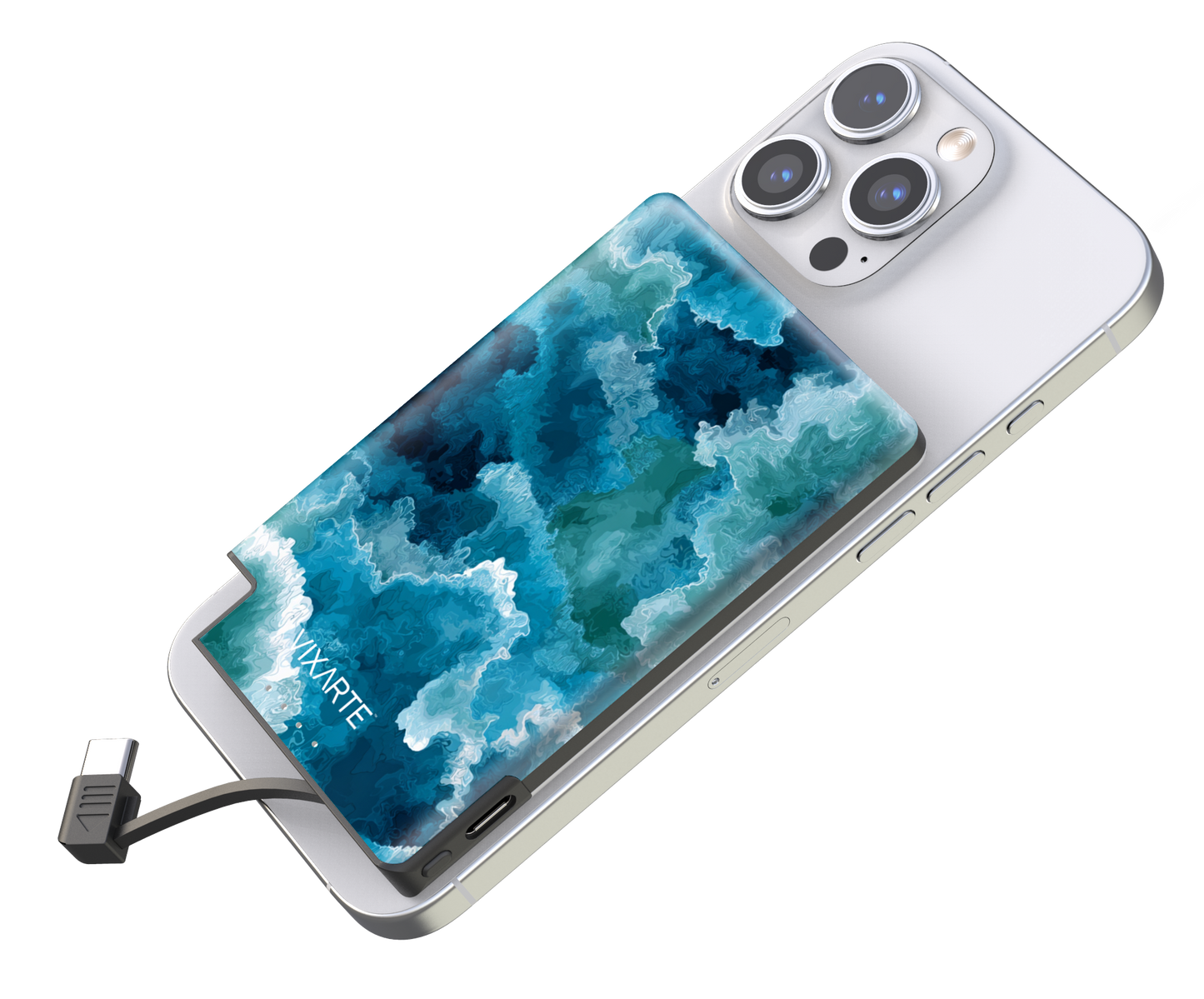 Nano Charge Powerbank - Blue watercolor ink 1