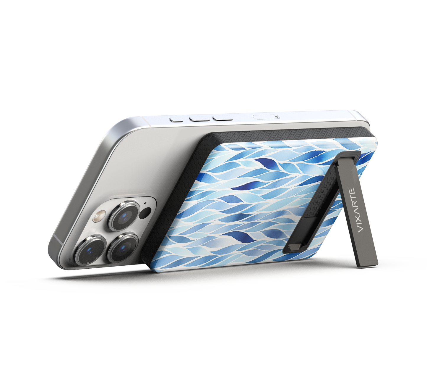 Wireless Charge Powerbank - Blue Watercolor Leaves 1