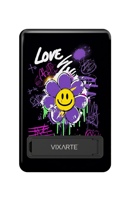 Wireless Charge Powerbank - Trendy graffiti -style smiling face flower 1