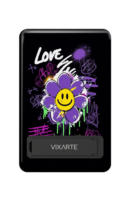 Wireless Charge Powerbank - Trendy graffiti -style smiling face flower 1
