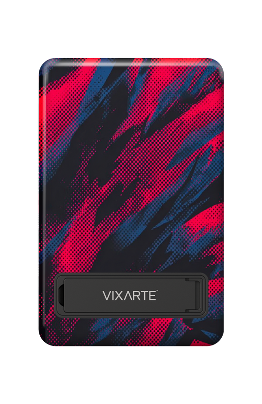 Wireless Charge Powerbank - Crimson -Blue Dot Waves 1