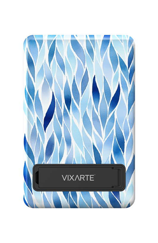 Wireless Charge Powerbank - Blue Watercolor Leaves 1
