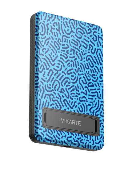 Wireless Charge Powerbank - Blue -Patterned Mystery Paths 1