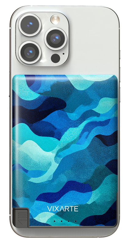 Nano Charge Powerbank - Blue Flowing Wave Texture 1