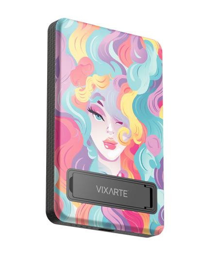 Wireless Charge Powerbank -Rainbow Curly Girl 1