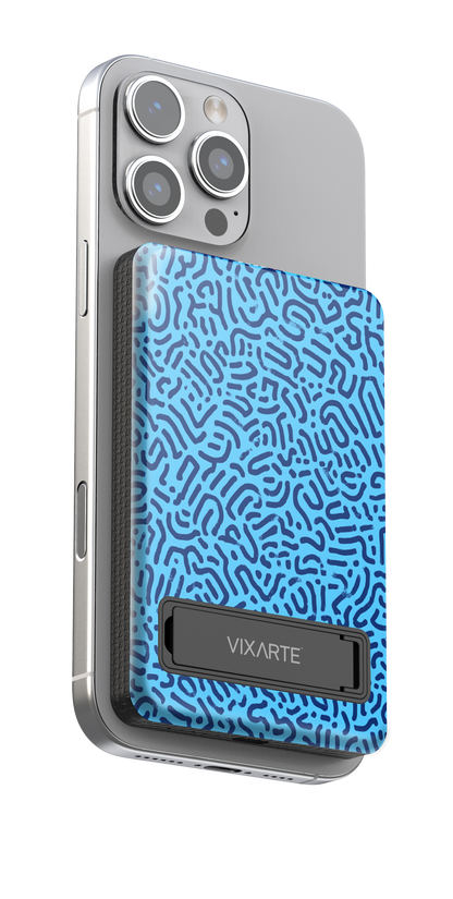 Wireless Charge Powerbank - Blue -Patterned Mystery Paths 1