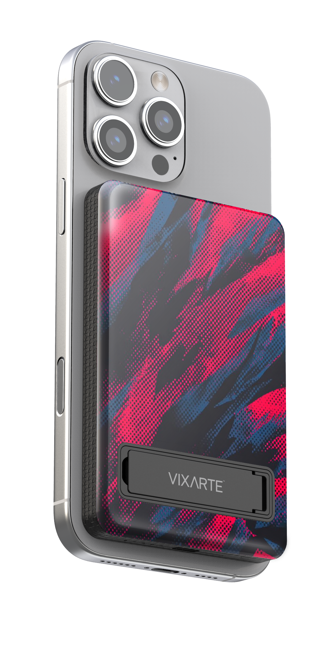 Wireless Charge Powerbank - Crimson -Blue Dot Waves 1