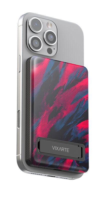 Wireless Charge Powerbank - Crimson -Blue Dot Waves 1