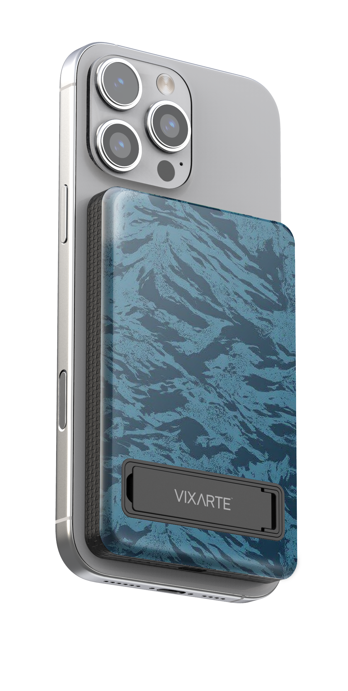 Wireless Charge Powerbank - Dusky -Blue Woven Texture 1
