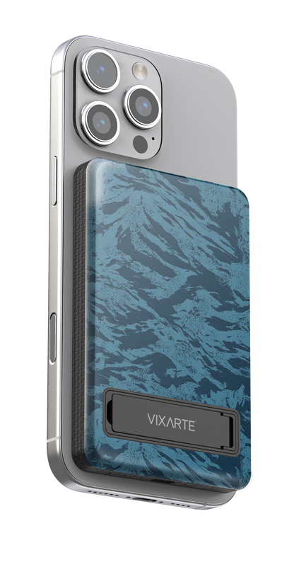 Wireless Charge Powerbank - Dusky -Blue Woven Texture 1