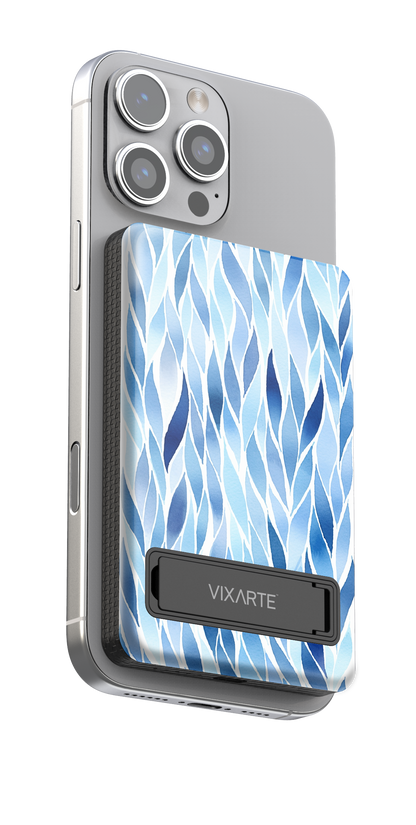 Wireless Charge Powerbank - Blue Watercolor Leaves 1