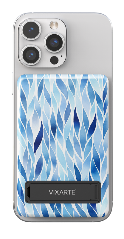 Wireless Charge Powerbank - Blue Watercolor Leaves 1