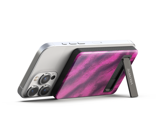 Wireless Charge Powerbank - Purple -Pink Surging Gridwork 1