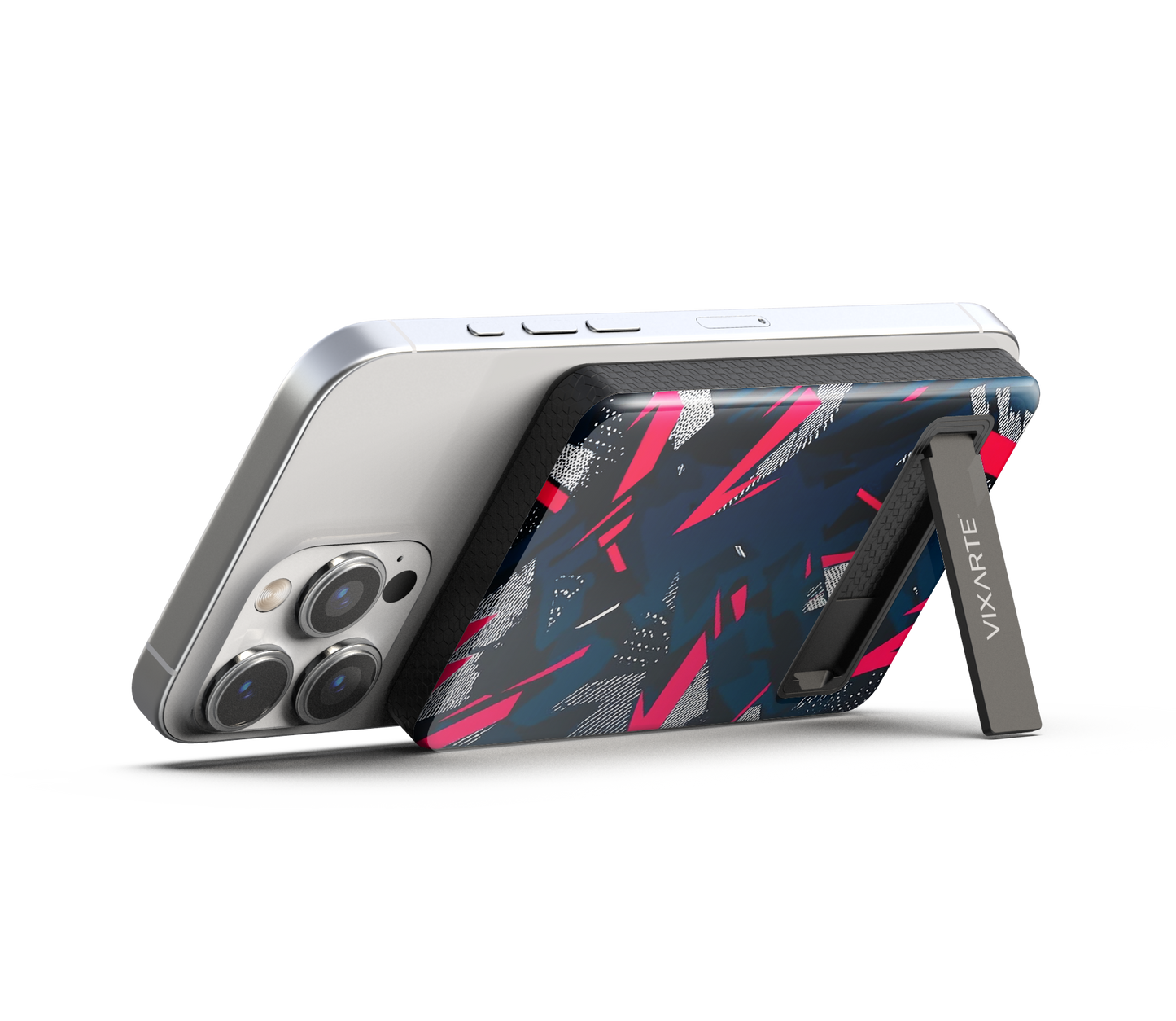 Wireless Charge Powerbank - Prussian-Crimson Acute Shapes 1
