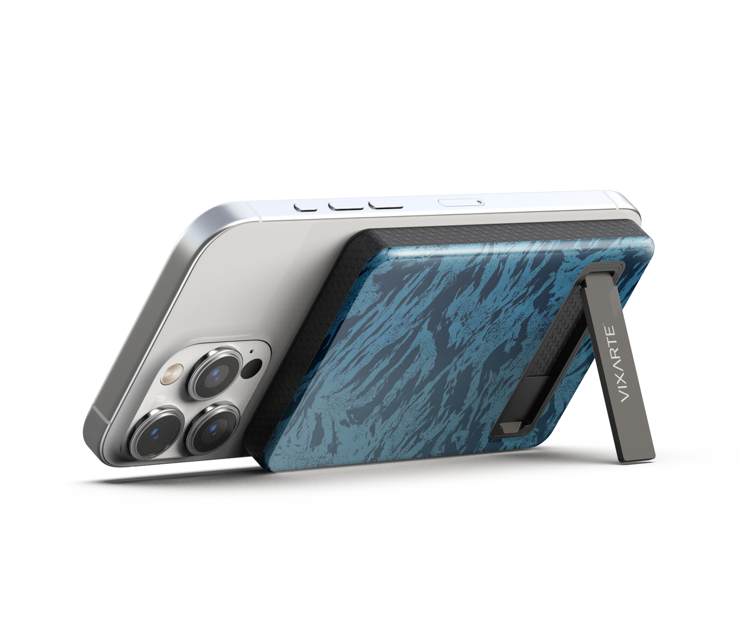 Wireless Charge Powerbank - Dusky -Blue Woven Texture 1