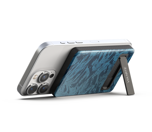 Wireless Charge Powerbank - Dusky -Blue Woven Texture 1