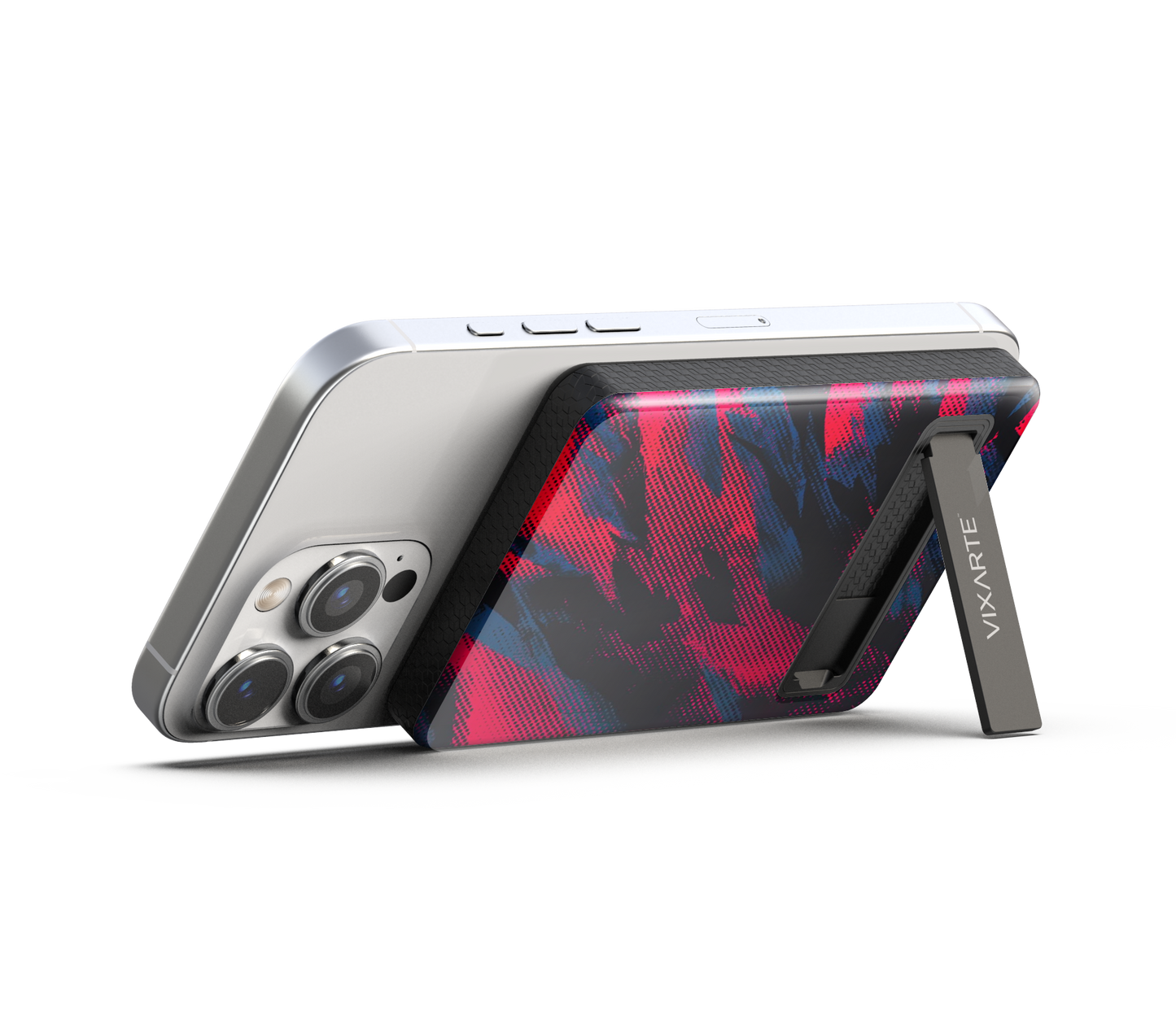 Wireless Charge Powerbank - Crimson -Blue Dot Waves 1