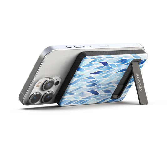 Wireless Charge Powerbank - Blue Watercolor Leaves 1